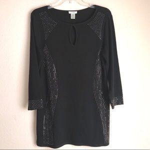 Caché Long Sleeve Tunic Rhinestone Top